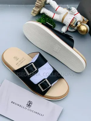 Brunello Cucinelli Men’S Double Buckle Leather Sandals
