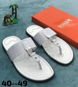 Original Luxury Men's Leather Slippers Rossi Well Branded Package