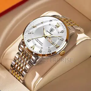 Poedagar Gold/ Silver Chronograph Quality Analogue Designer Wristwatch