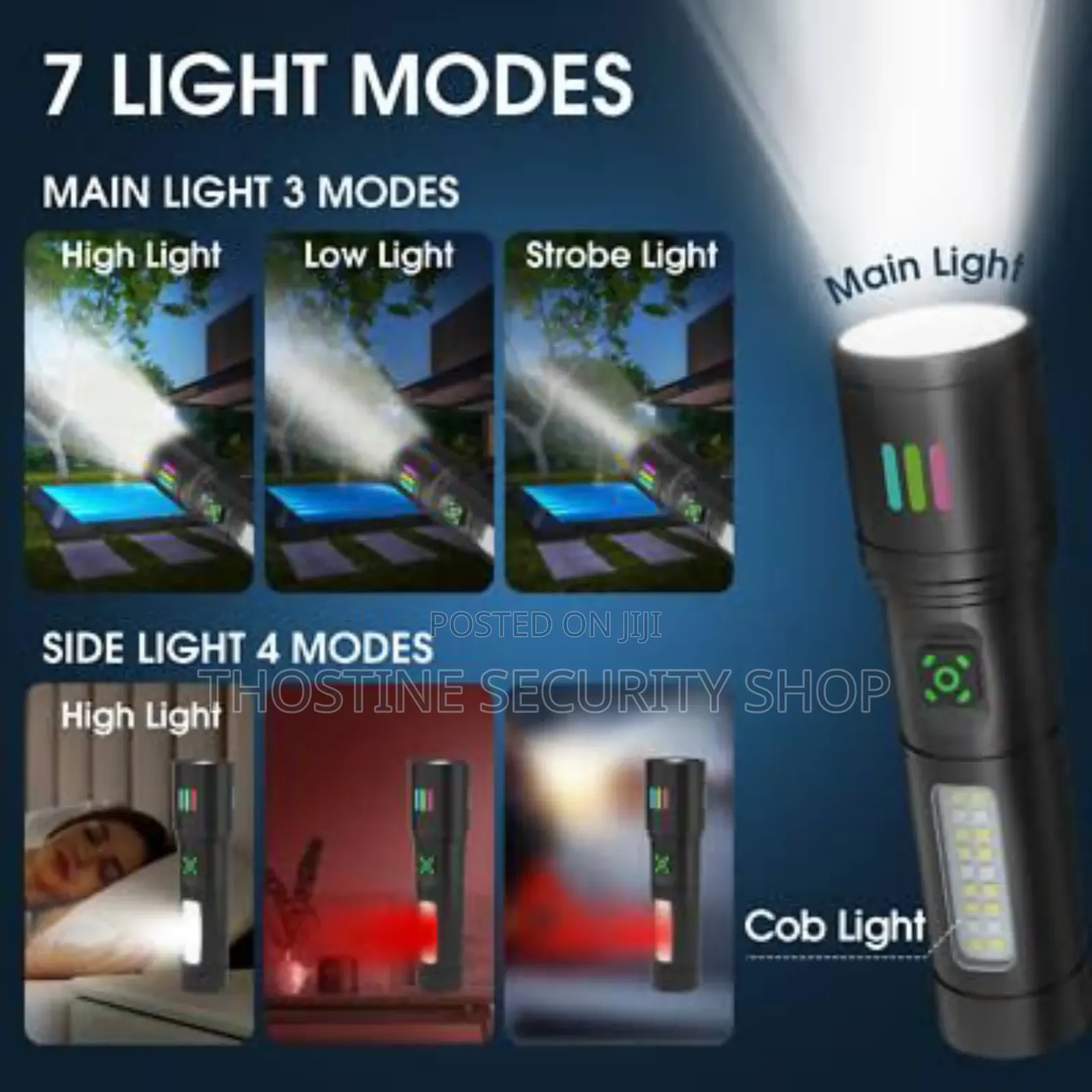 Tactical Flashlight With Cob Strobe Light