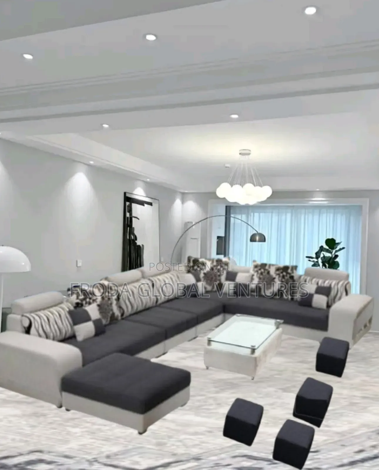 Sofa Set of 9 Seaters U-Shape Couches With Table and Stools. Am1