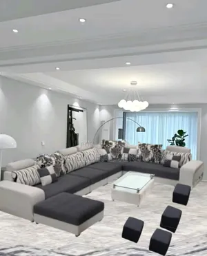 Sofa Set of 9 Seaters U-Shape Couches With Table and Stools. Am1
