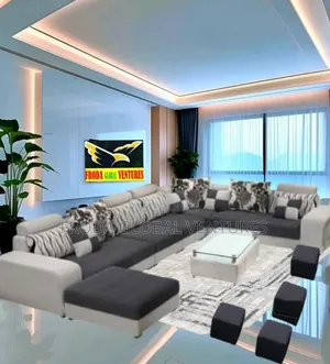 9 Seaters Sofa Chairs With Table and Side Stools. U-Shaped Couches