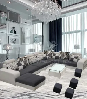 Beautiful,Quality 9 Seaters U-Shaped Couches With Pillows,Table,Stools
