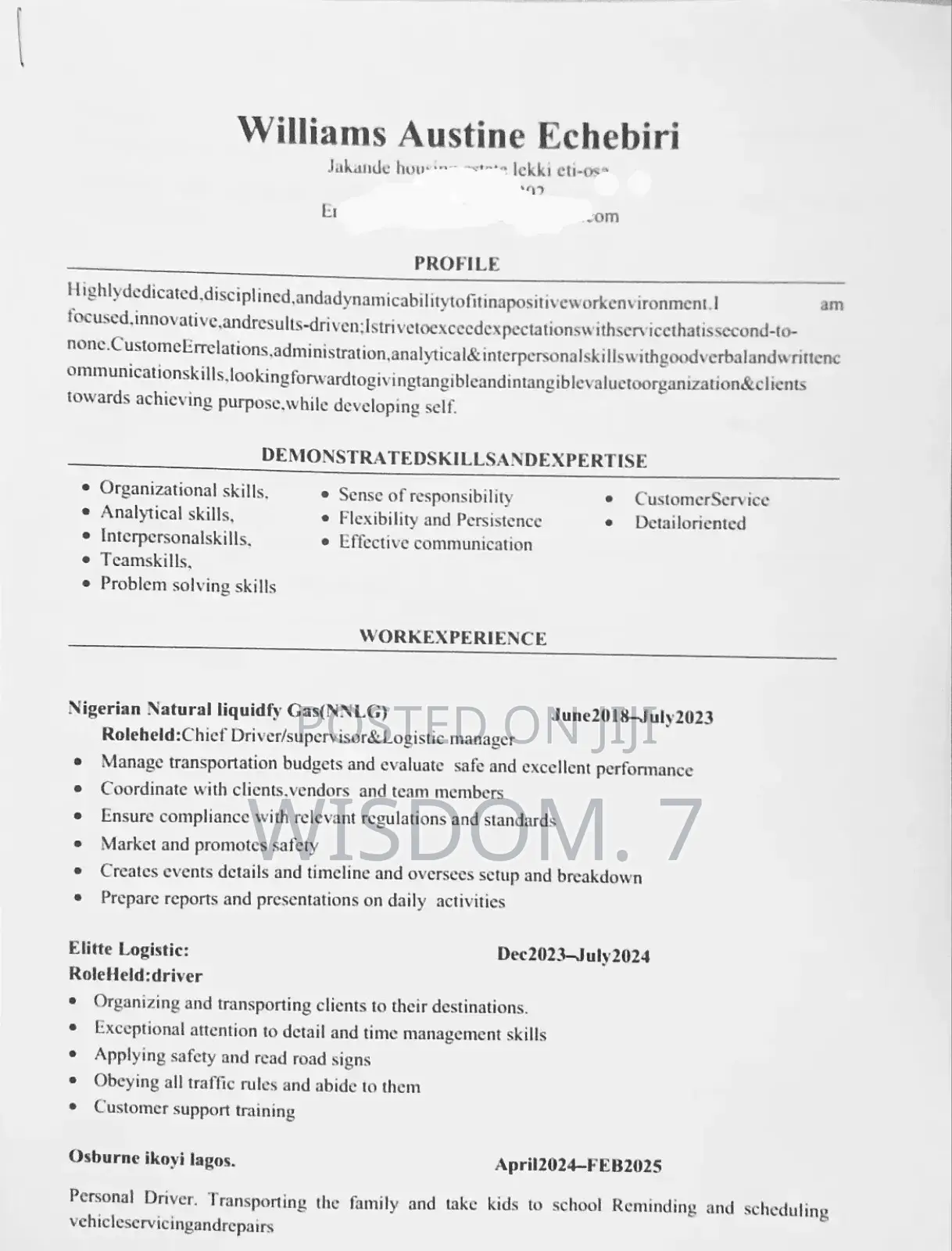 I'm a Professional Defensive Driver and I'm Looking for Work.Island