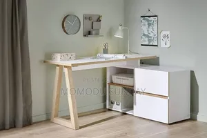 2 Drawer L-Shape Corner Desk Shell With 2 Storage Compartments,