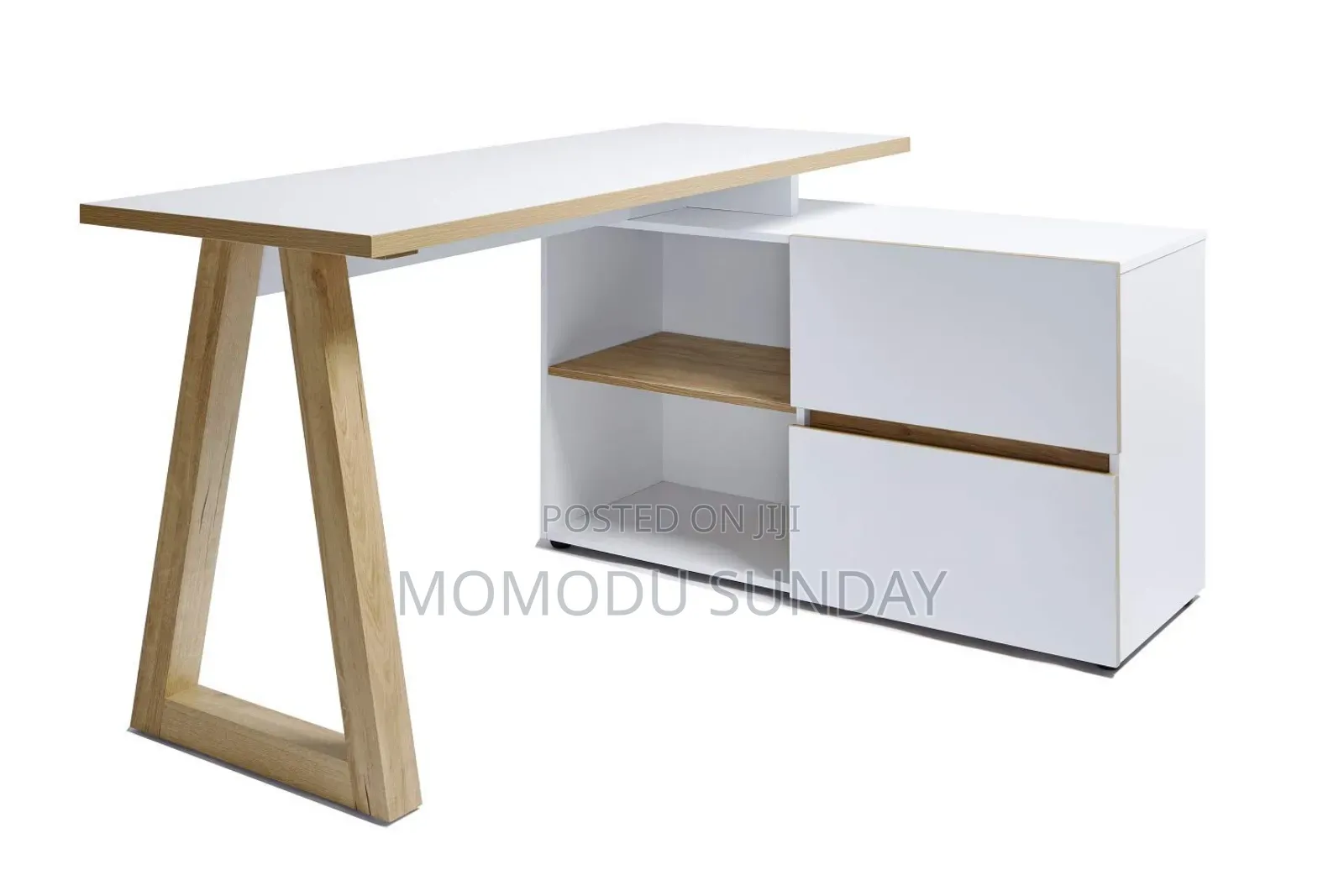 2 Drawer L-Shape Corner Desk Shell With 2 Storage Compartments,