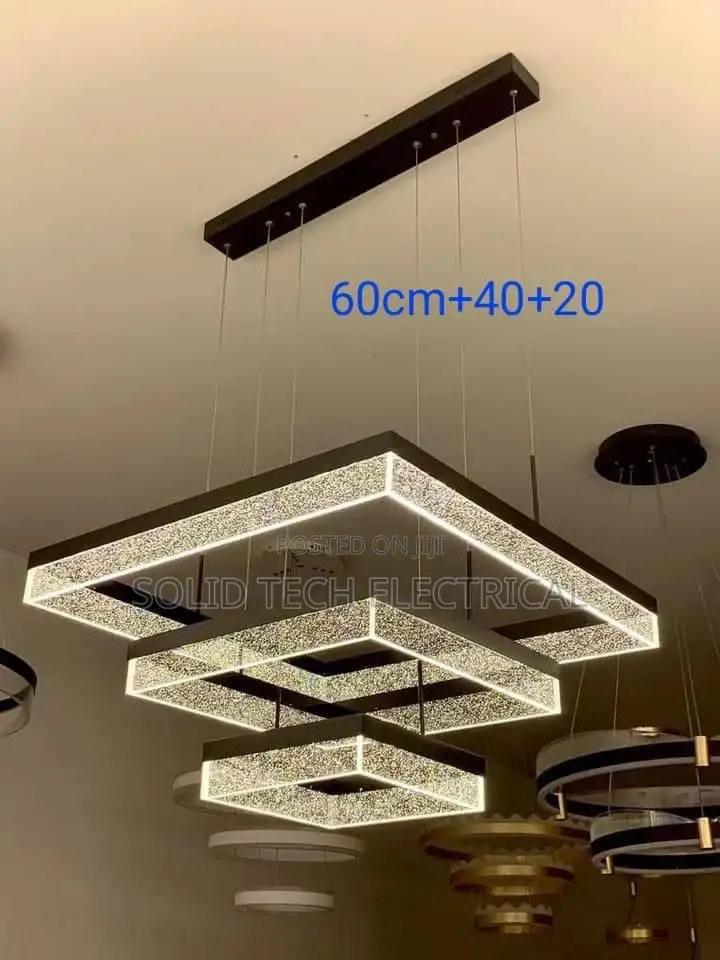 Simple 3 Step Square Droplight Chandelier