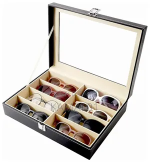 8 Grid Leather Multi Sunglasses Organizer Box