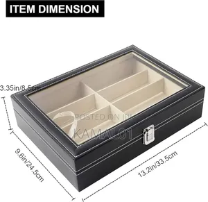 8 Grid Leather Multi Sunglasses Organizer Box