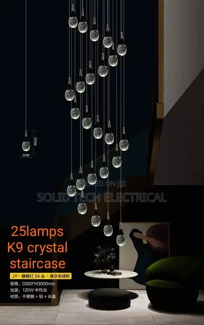 Duplex Staircase 25 Crystal Drops Chandelier