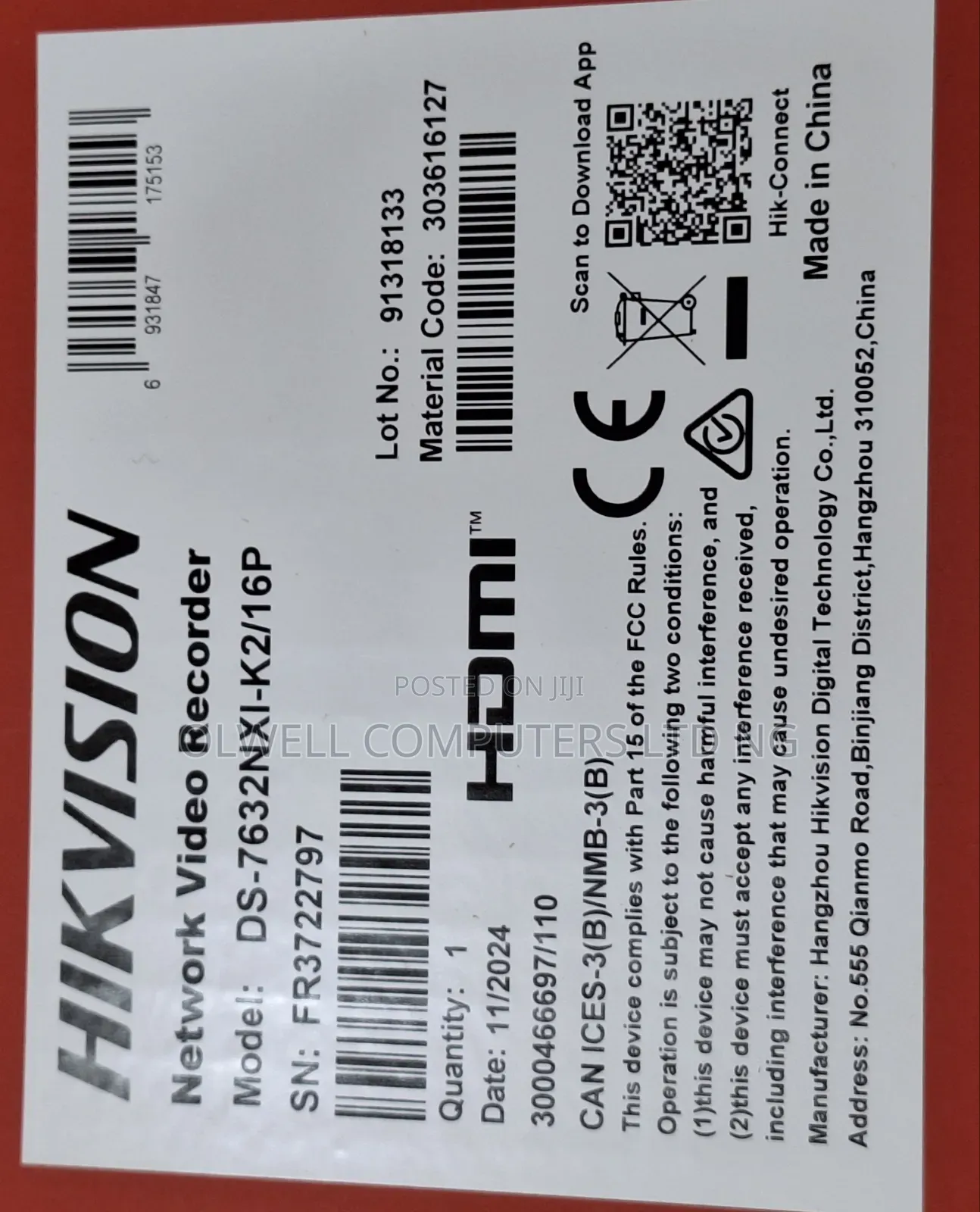 Hikvision 32channel Acusense NVR With Poe