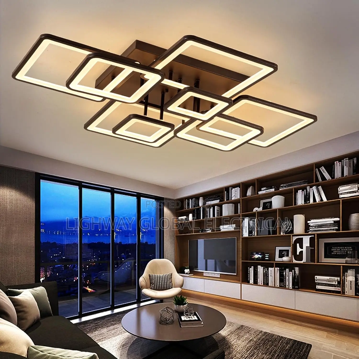 Rectangular Grid Modern Led Flosh Chandelier