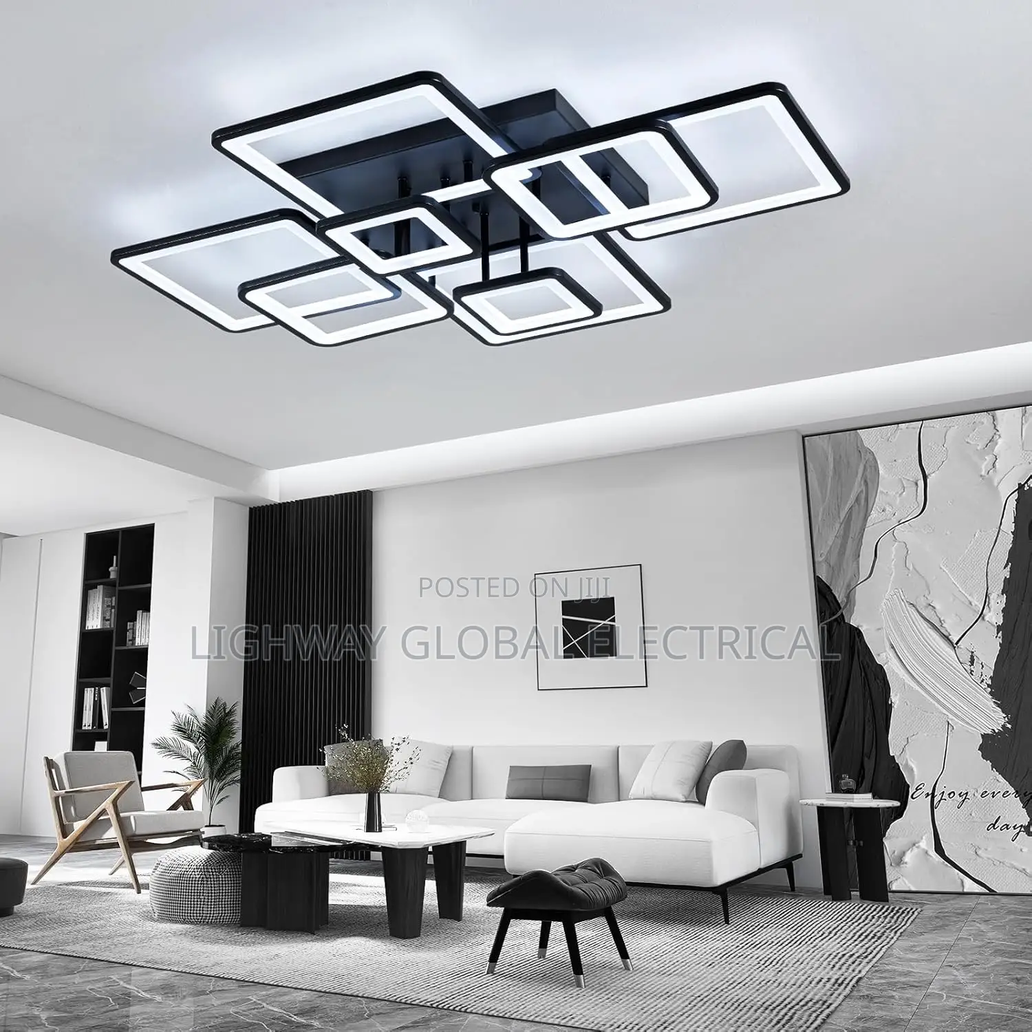 Rectangular Grid Modern Led Flosh Chandelier