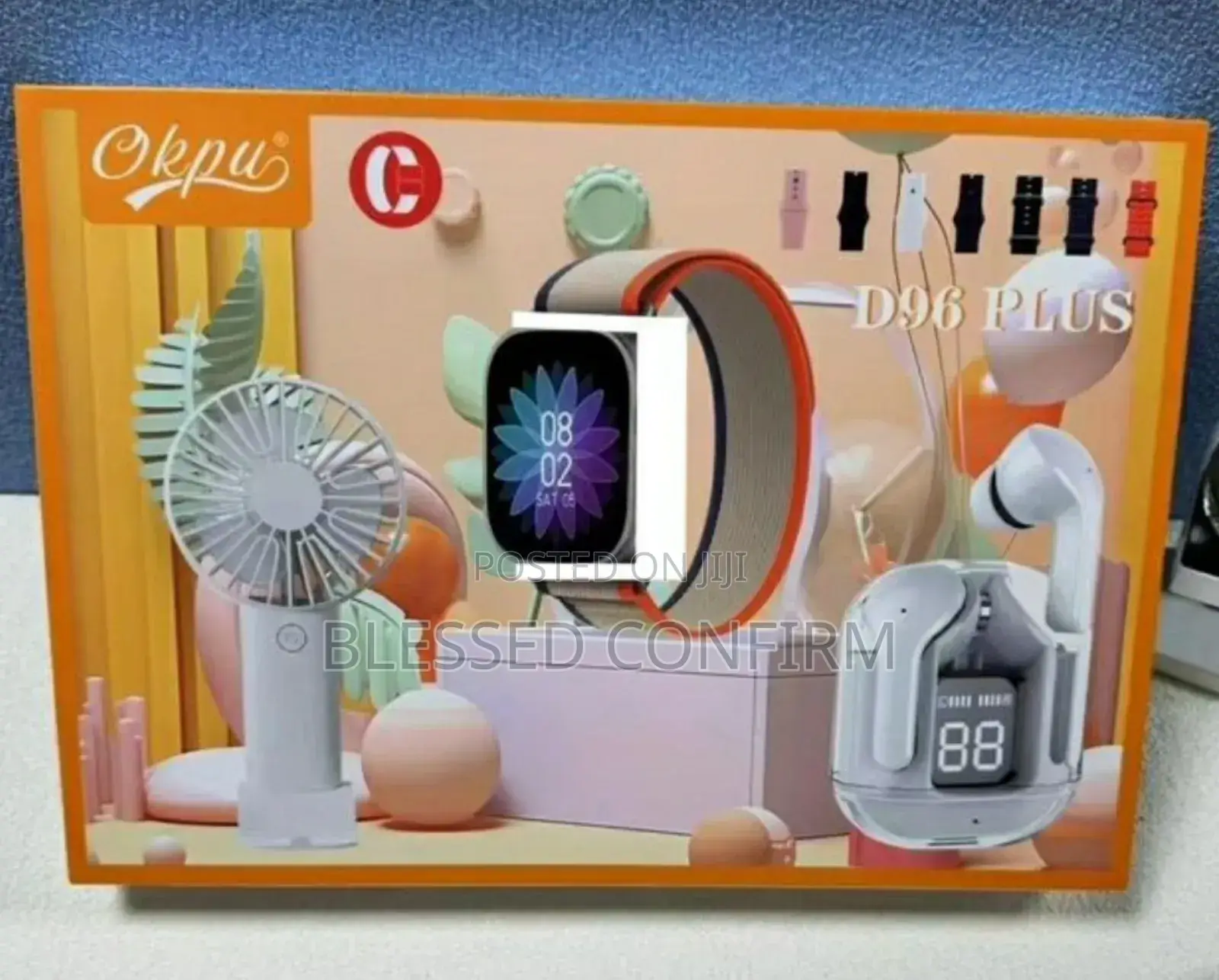New D96 Plus Smart Watch With Mini Fan, Earpod and Multiple Strap