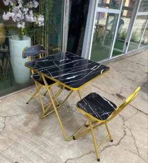 Marble Black Table and 2 Chairs