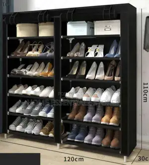 Double Pipe Shoe Rack With Fabric Cover