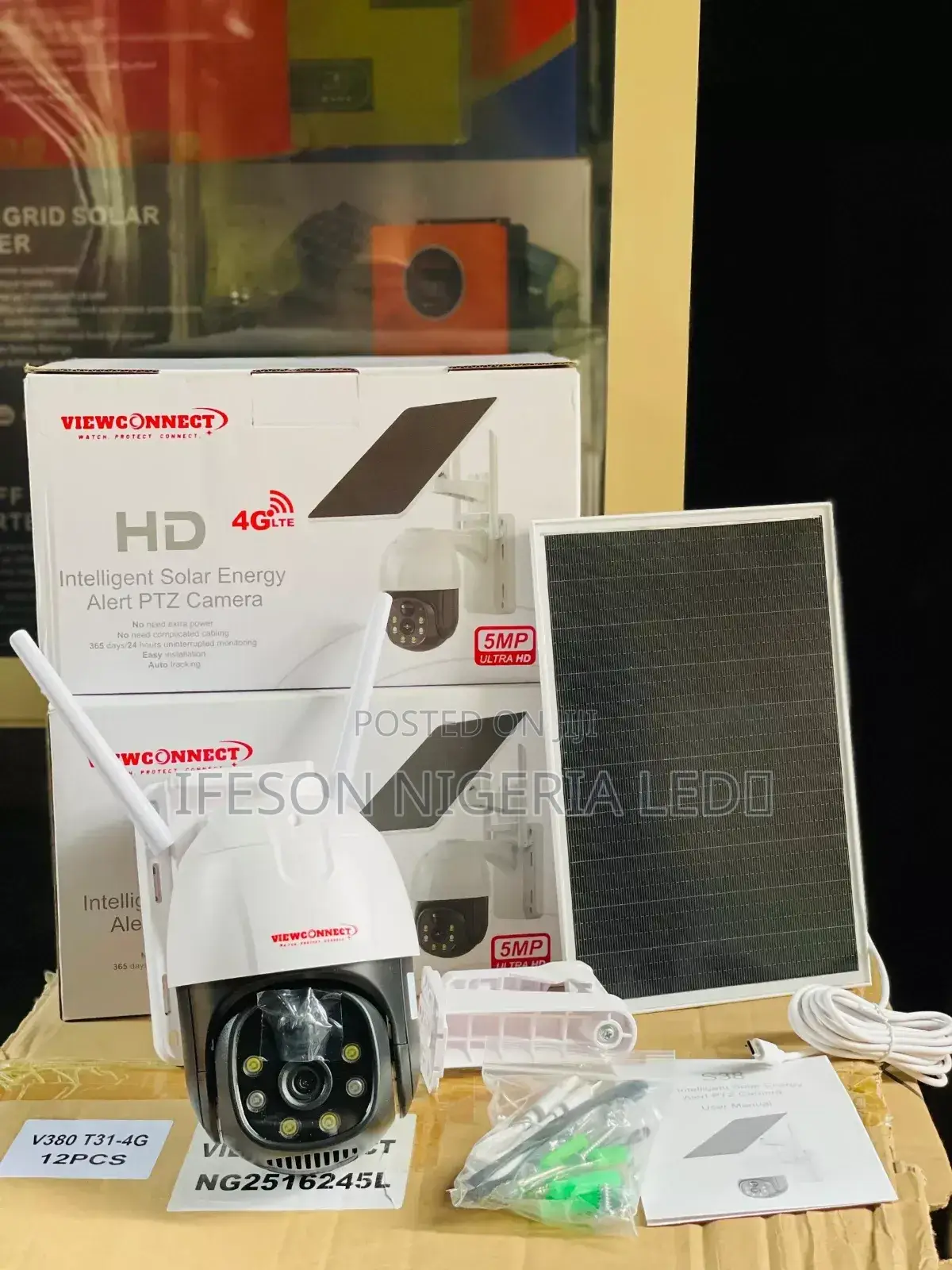Solar Camera V380 Single Lens 8maga Pixel It Uses Sim Card and Memory