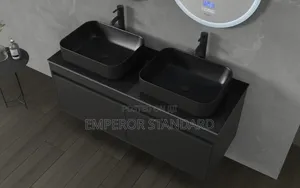 Quality PVC Wall Hung Double Bowl Cabinet With Led Mirror