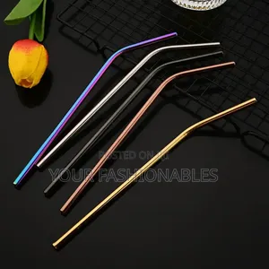 Multicolored Reusable Stainless Steel Straw Set With Brush( 6 PCS Set)