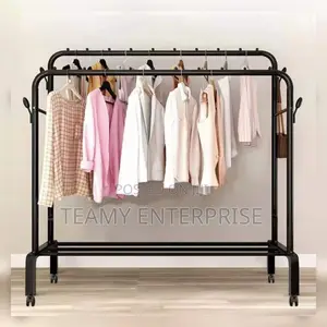 35kg Heavy Duty Double Pole Hanger With Wheel Tyre - Clothes Shoe Bag
