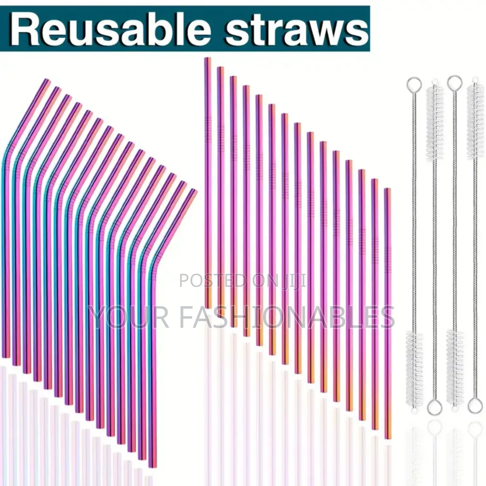 Rainbow Reusable Stainless Steel Straw
