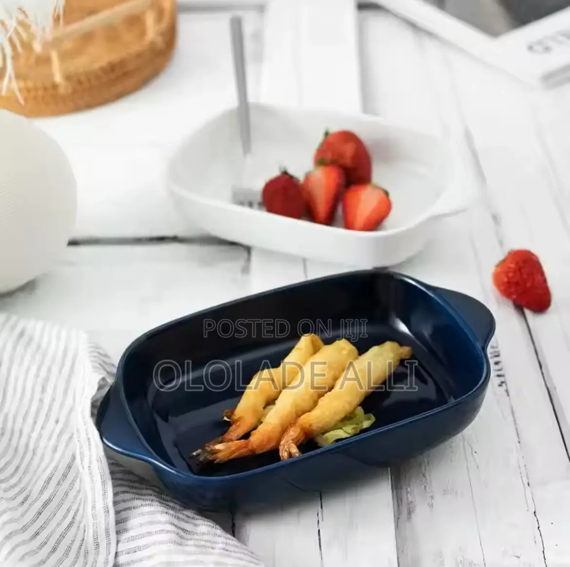 Double-Eared Rectangular Ceramic Baking Tray