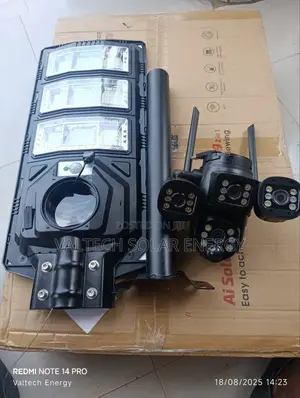 Ai Solar Street Light With Remote Viewing Wifi/Sim 4 Way Camera V380