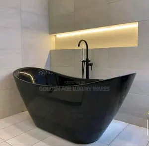 One Side High All Black Executive Bathtub