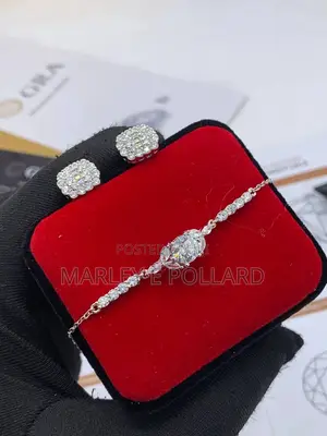 Sterling Silver Moissanite Necklace Earrings Combo