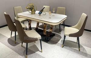 Modern Luxury Dinning Table With 6 Chairs( Steel Bottom Frame)150cm