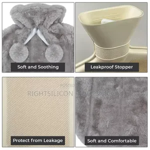 Usa 2l Cosy Faux Fur Hot Water Bottle Natural Rubber Warmer Pain