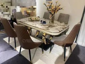 Six 6 Seater Turkish Dining Table Marble Gold  