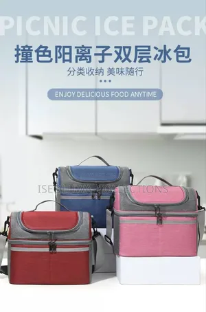 Title: Super Padded Insulated Lunch Bag With Leather Handle.