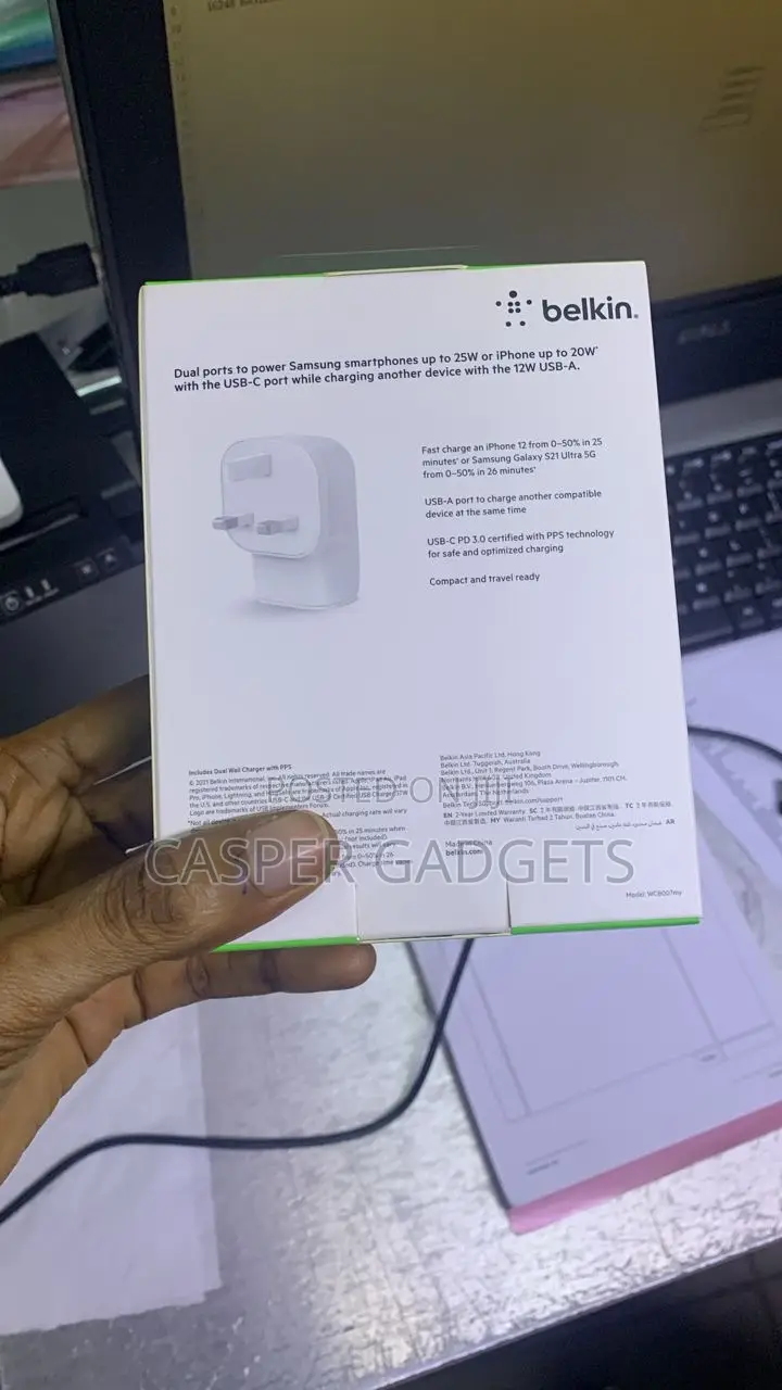 37w Dual Wall Charger With PPS White