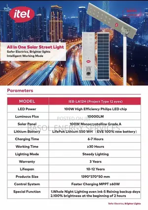 100w Itel Solar Street Light
