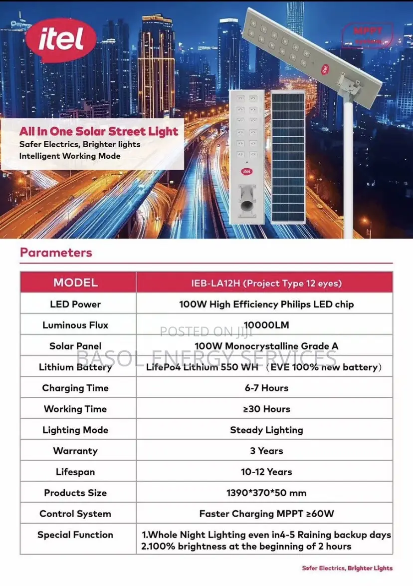 100w Itel Solar Street Light