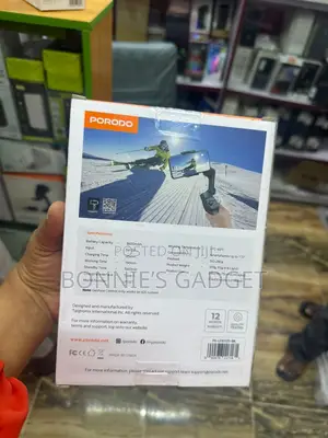Porodo Lfs127 3-Axis Gimbal Stabilizer With Magnetic Fill Light.