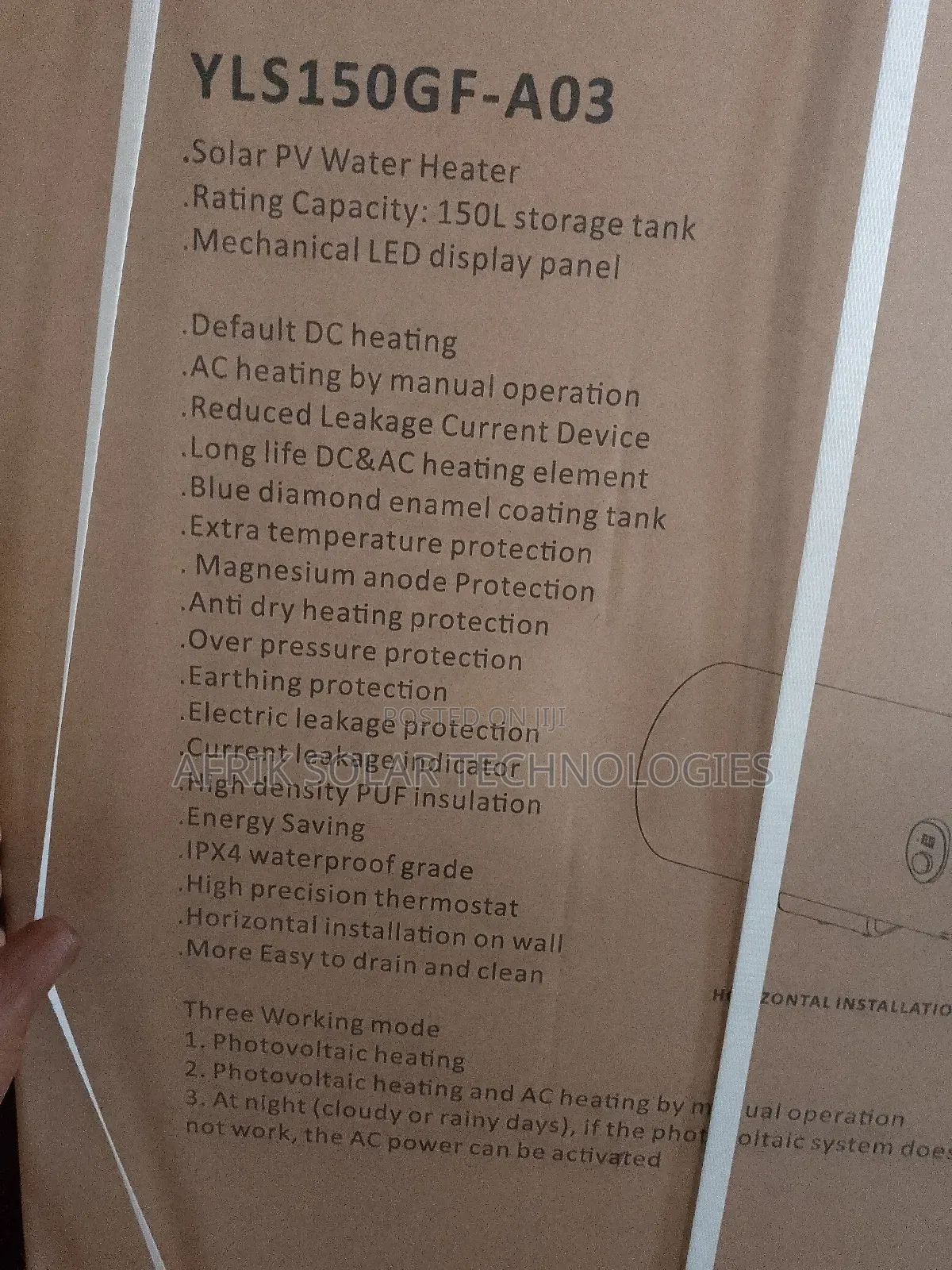 Yohako 150litre Ac/Dc Solar Water Heater