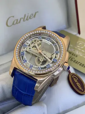 Cartier Automatic Engine Black Strap Wristwatch