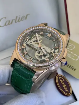 Cartier Automatic Engine Black Strap Wristwatch
