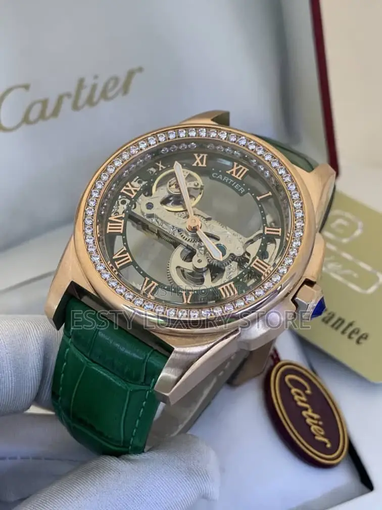Cartier Automatic Engine Black Strap Wristwatch