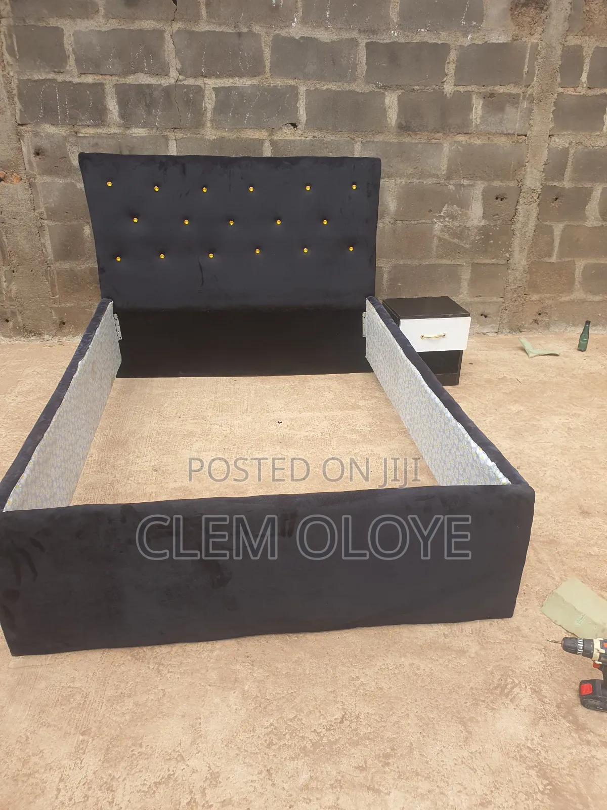 Padded Bedframe With Bedside