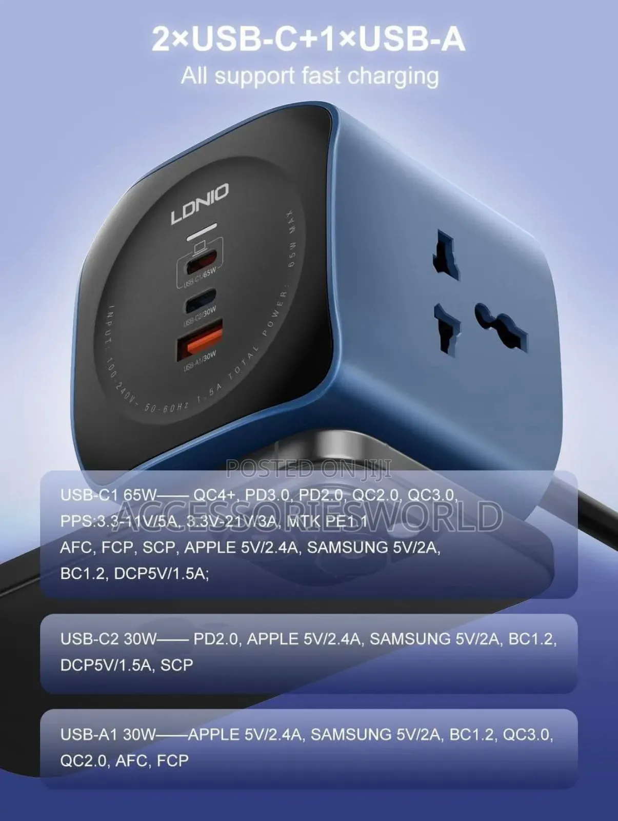 Ldnio Sc3319 6 in 1 2500w 65w Usb Power Socket Cube Fast Charging