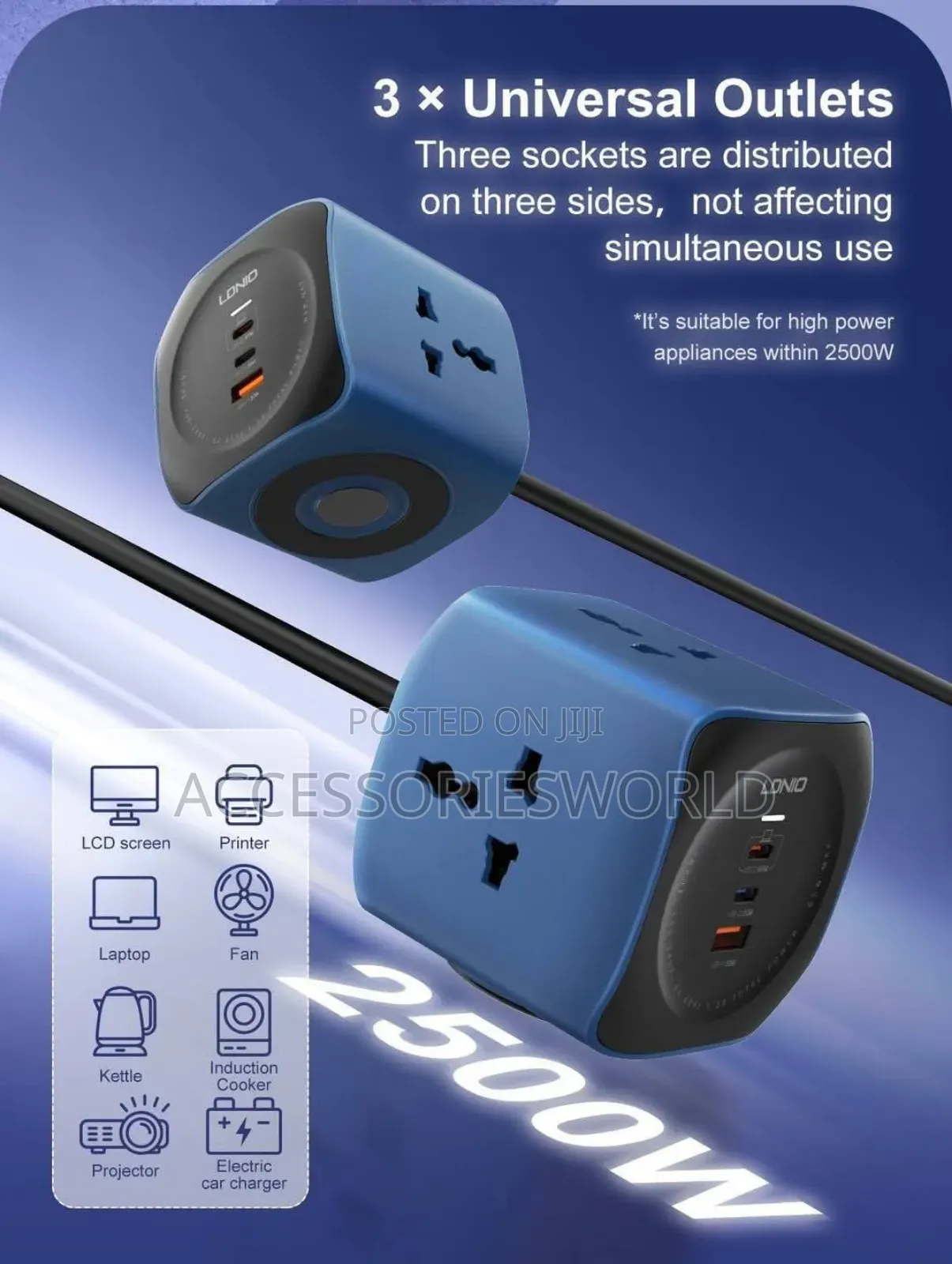 Ldnio Sc3319 6 in 1 2500w 65w Usb Power Socket Cube Fast Charging