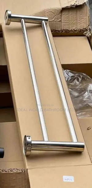 Double Towel Rail Stainless and Black
