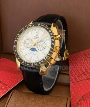 Omega Automatic Engine Black Strap Wristwatch