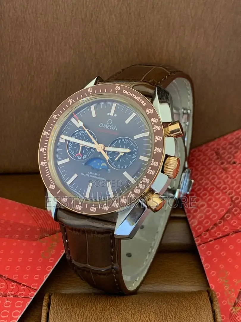 Omega Automatic Engine Black Strap Wristwatch