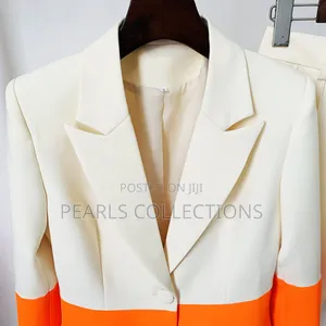 Women Orange Color Official Suit 2pc Set