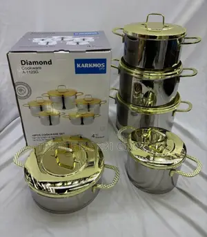 Korkmaz Turkish Stainless Pot With Gold Lid